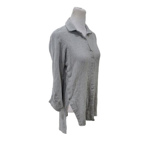 ZARA Gray Linen Tunic Top Button Down Long Sleeve Shirt Lagenlook Boho - Picture 7 of 10